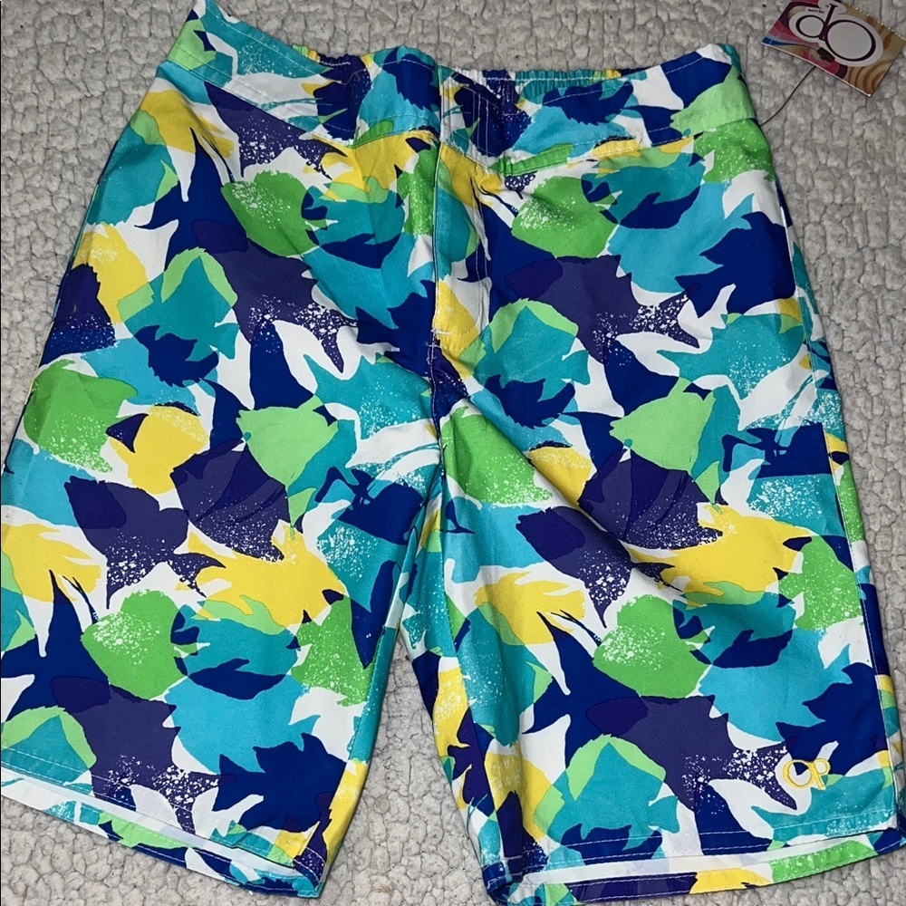 OP Kids Vibrant Blue and Yellow Patterned Shorts